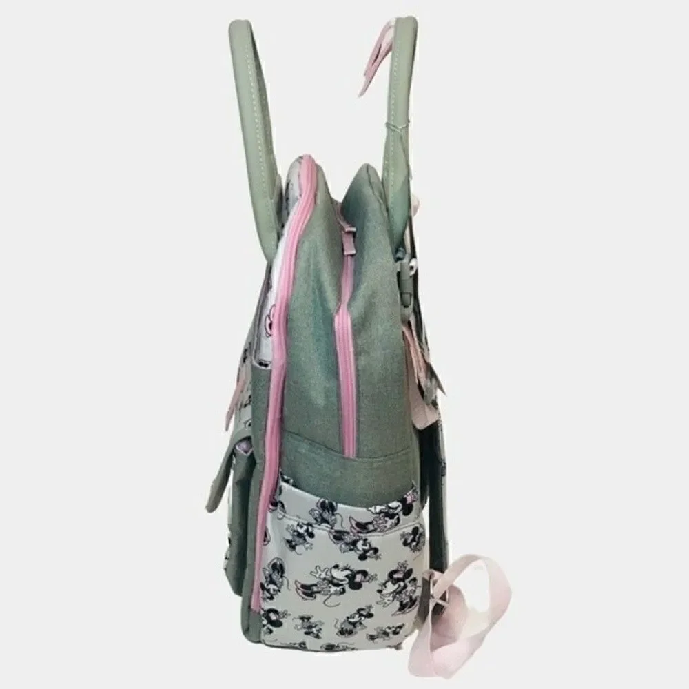 New! Disney Baby Minnie Mouse Multi-Piece Diaper Backpack Changing Pad Bag Set